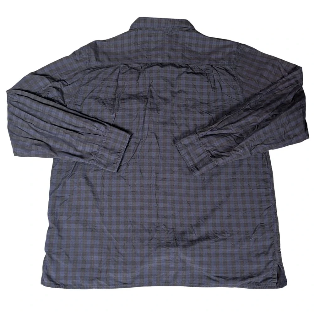 The North Face Mens Navy‎ Blue Gingham Check Long Sleeve Hiking Shirt 5150